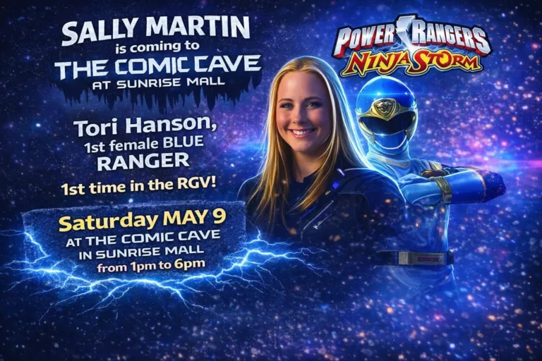 Meet and Greet with Sally Martin – The 1st Female Blue Ranger On Saturday May 9 at The Comic Cave - Image 01 (April 6, 2026)