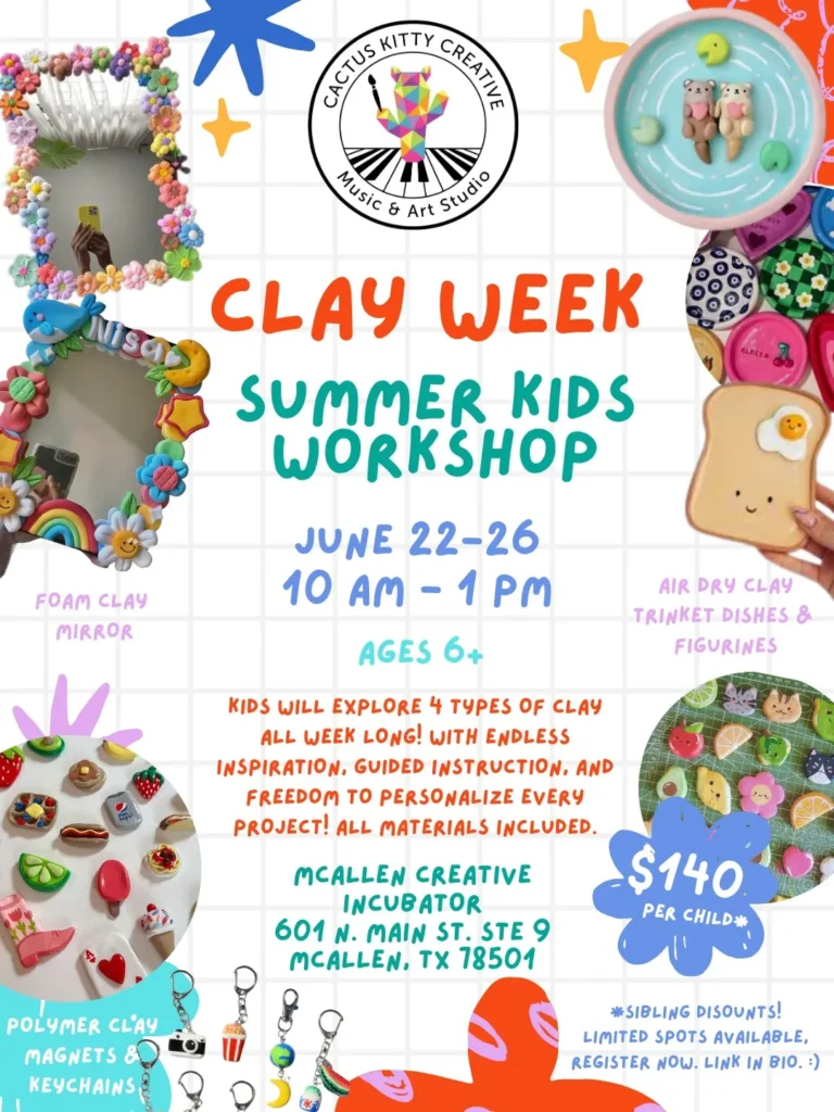 Cactus Kitty Creative – Clay Week Summer Kids Workshop - Image 01 (June 4, 2026)