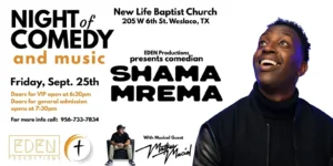 Night of Comedy and Music with Comedian Shama Mrema feat. Mathew Maciel - Image 01 (August 26, 2026)